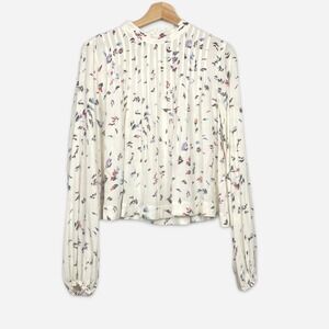 GANNI Long Sleeve Ivory Floral Prairie Viscose Blouse Size 36 EUR / 4 US / Small